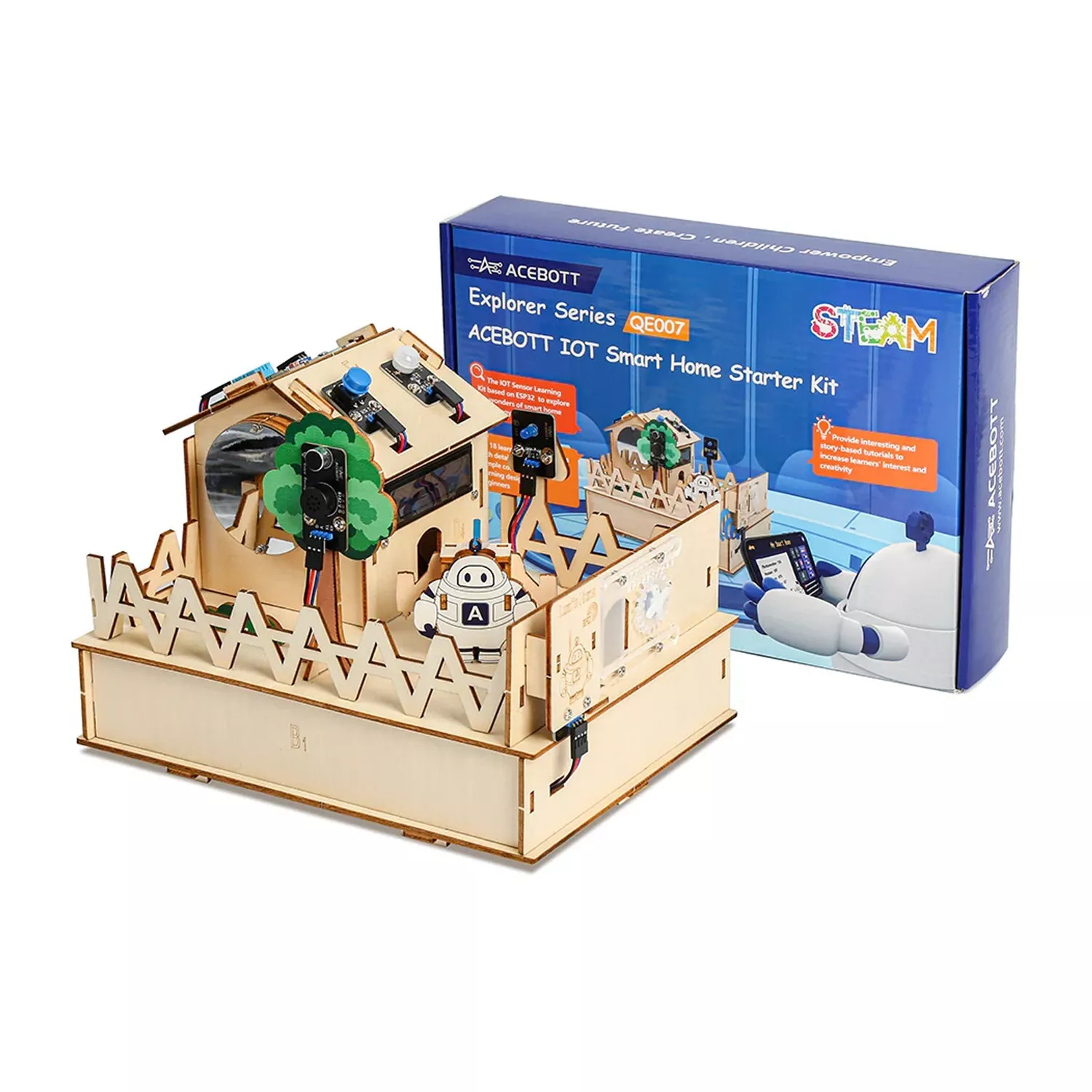 ACEBOTT Smart Home Starter Kit for ESP32 Wooden House IoT Wifi