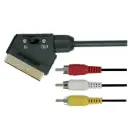 SCART to 3× RCA with Switch | AV Cable 1.5m