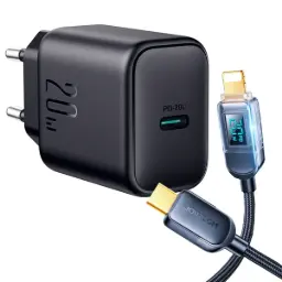 Wall Charger PD QC 20W with USB‑C to Lightning Cable 1.2m | Joyroom JR-TCF20 Black