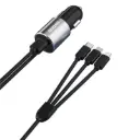 Dudao 3in1 USB Car Charger with Lightning / USB Type C / Micro USB Cable