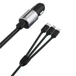 Dudao 3in1 USB Car Charger with Lightning / USB Type C / Micro USB Cable