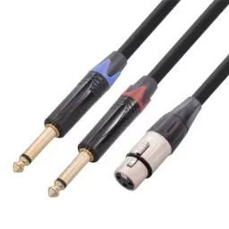 XLR Female 3-Pin to Dual 6.35mm Male Audio Splitter Cable