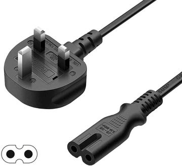 Figure of 8 3 Pin UK Plug 3A Fused Cable
